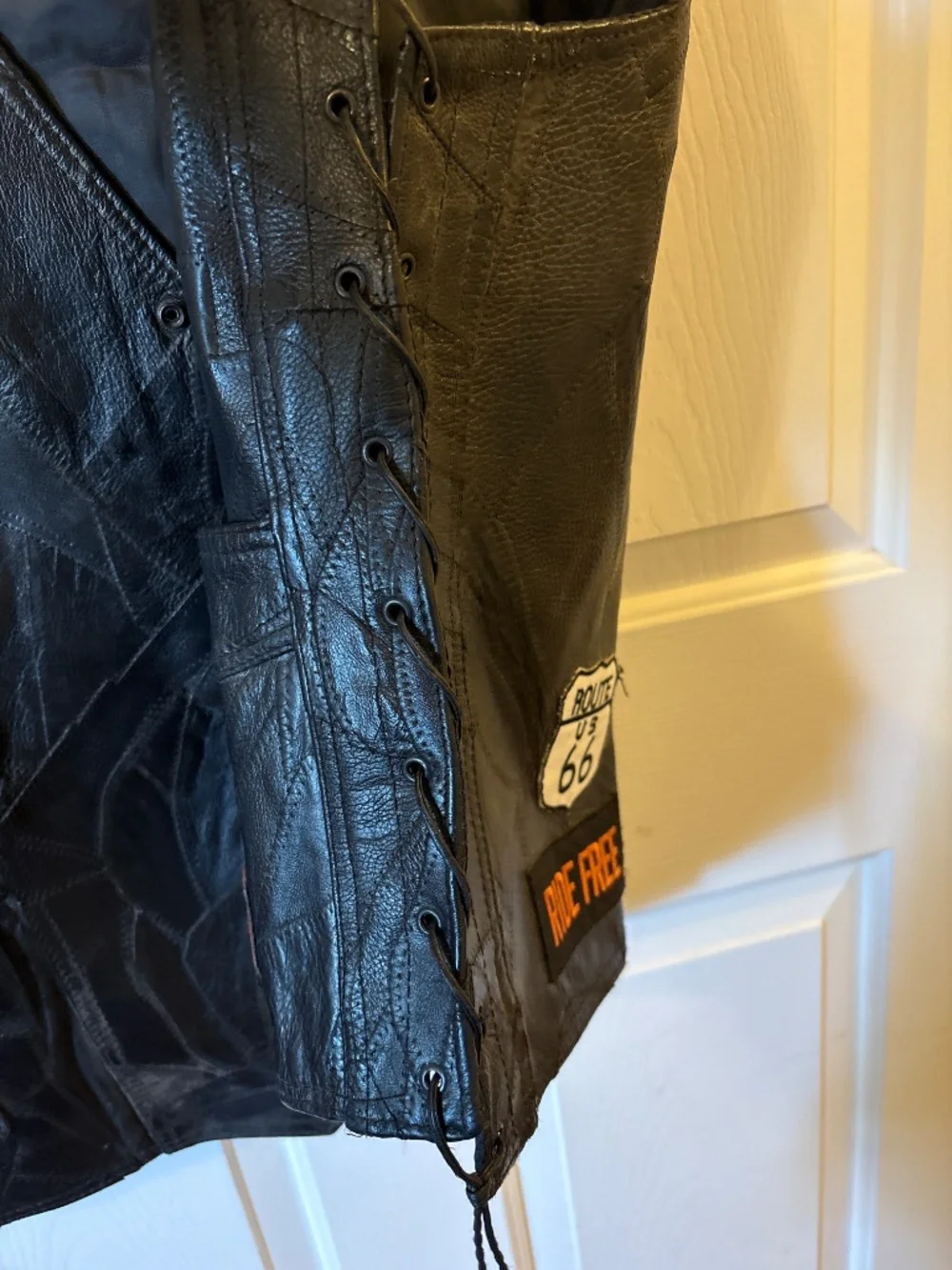Diamond-Plate Buffalo Leather Biker Vest - 4X